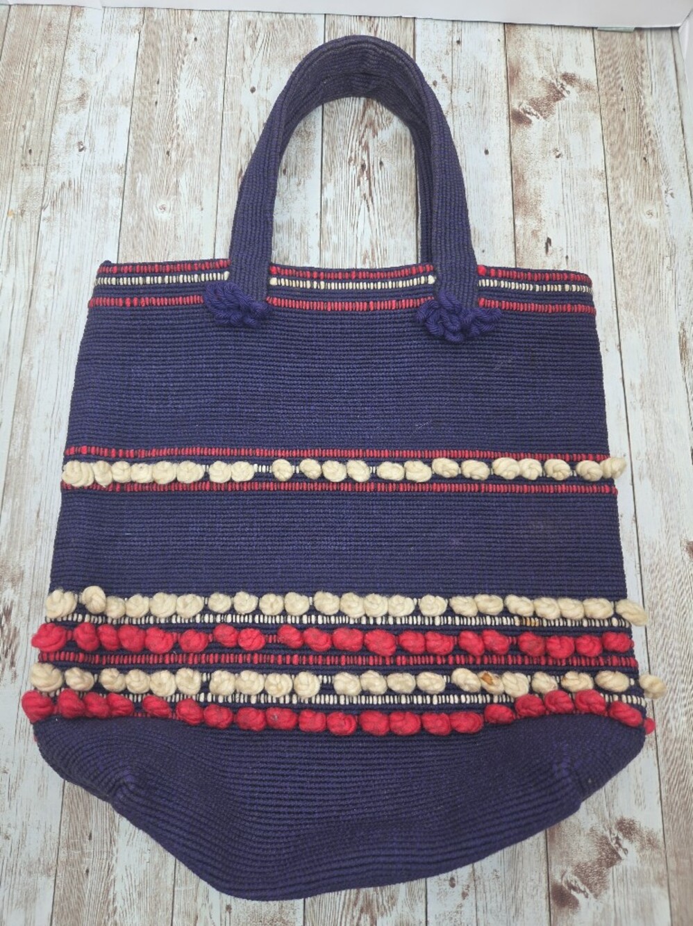 Vintage Arrowcraft Shop Handwoven Tote Bag 🧶 Gatlinburg TN Boho Tufted 💙